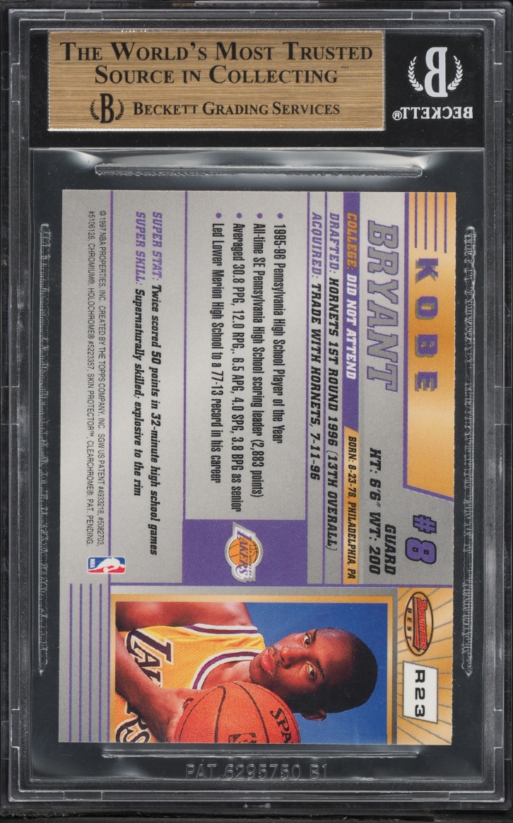 1996 Bowman's Best Kobe Bryant ROOKIE #R23 BGS 9.5 GEM MINT - Photo 2