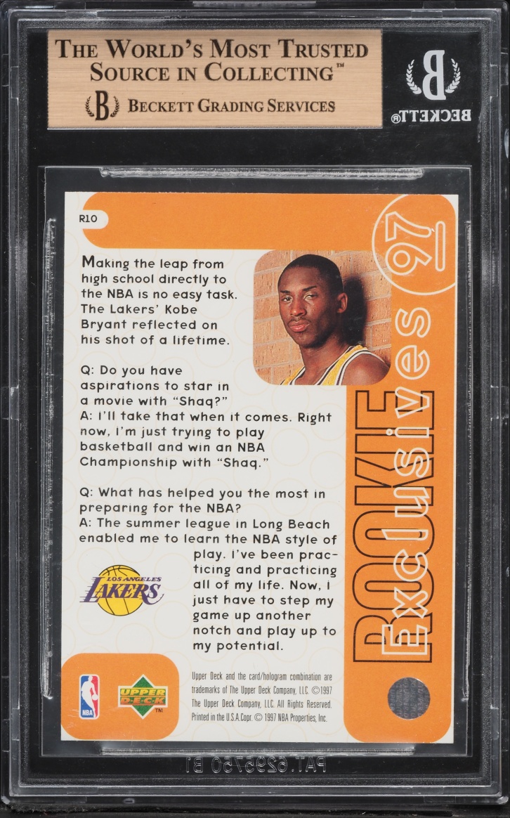 1996 Upper Deck Exclusives Kobe Bryant ROOKIE #R10 BGS 9.5 GEM MINT - Photo 2