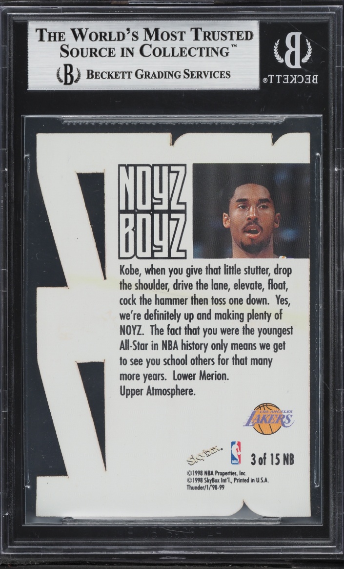 1998 Skybox Thunder Noyz Boyz Die-Cut Kobe Bryant #3 BGS 9 MINT - Photo 2