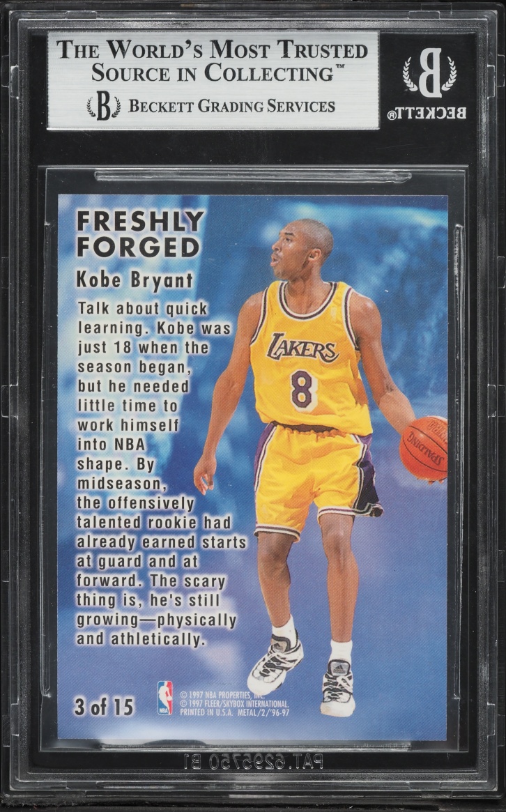 1996 Metal Freshly Forged Kobe Bryant ROOKIE #3 BGS 9 MINT - Photo 2
