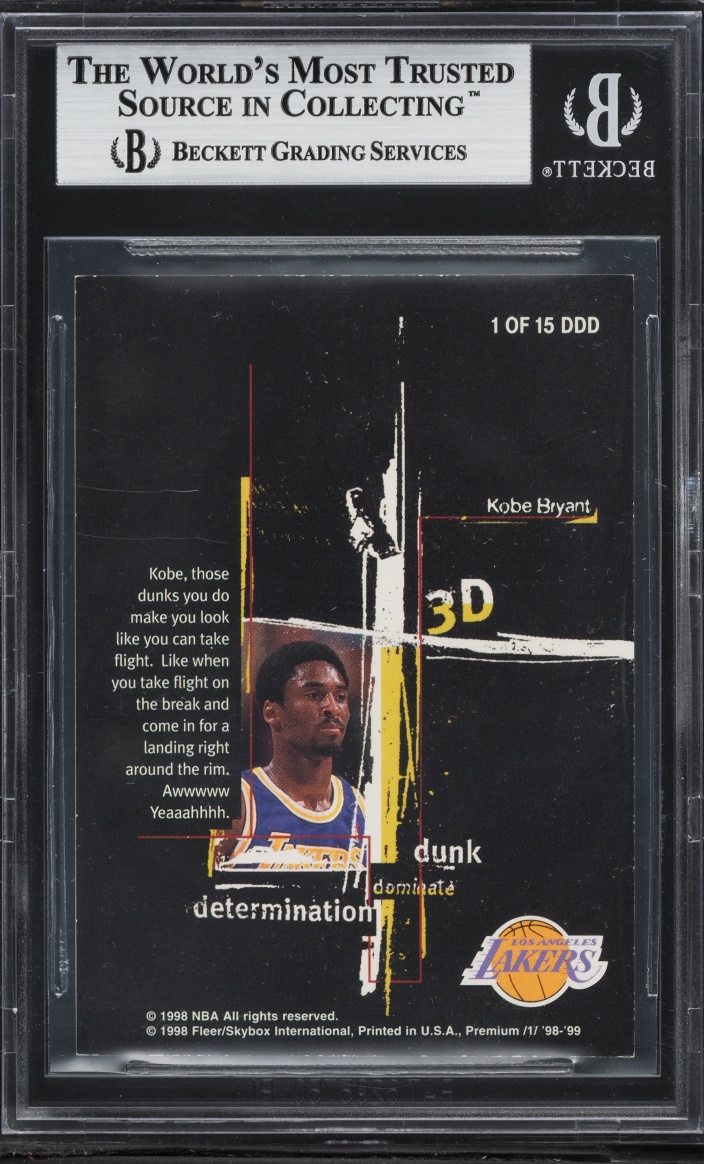 1998 Skybox Premium 3D's Kobe Bryant #1 BGS 8.5 NM-MT+ - Photo 2