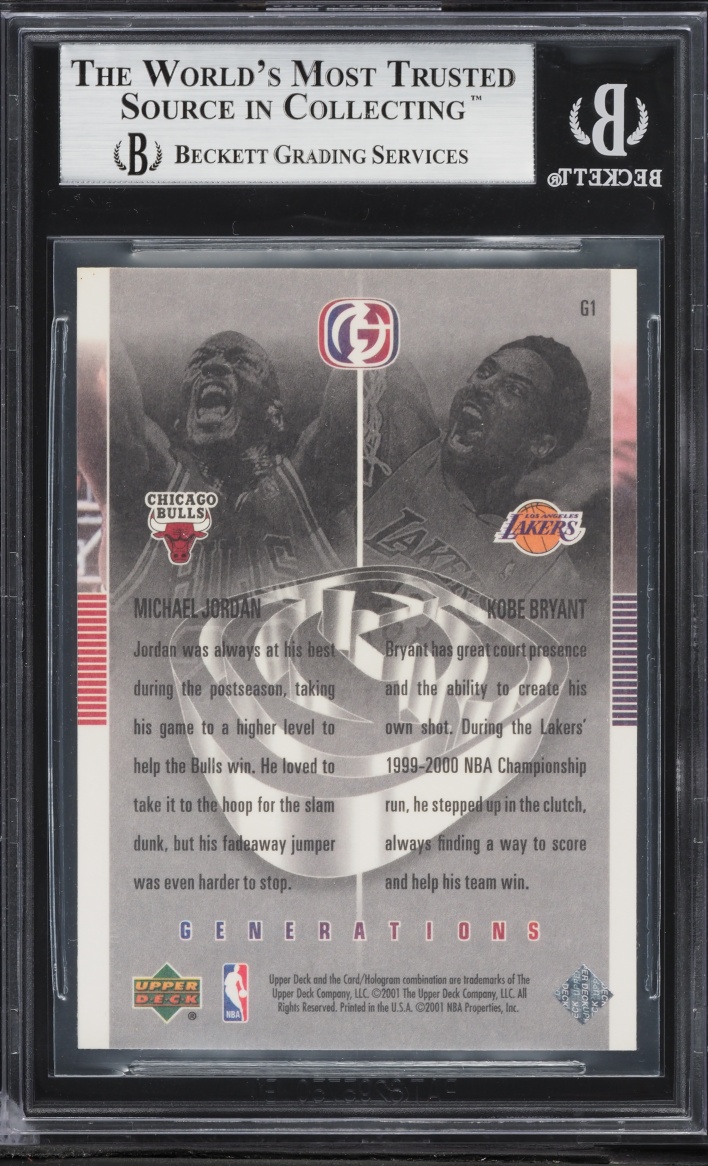 2001 Upper Deck Legends Generations Michael Jordan Kobe Bryant #G1 BGS 9 MINT - Photo 2
