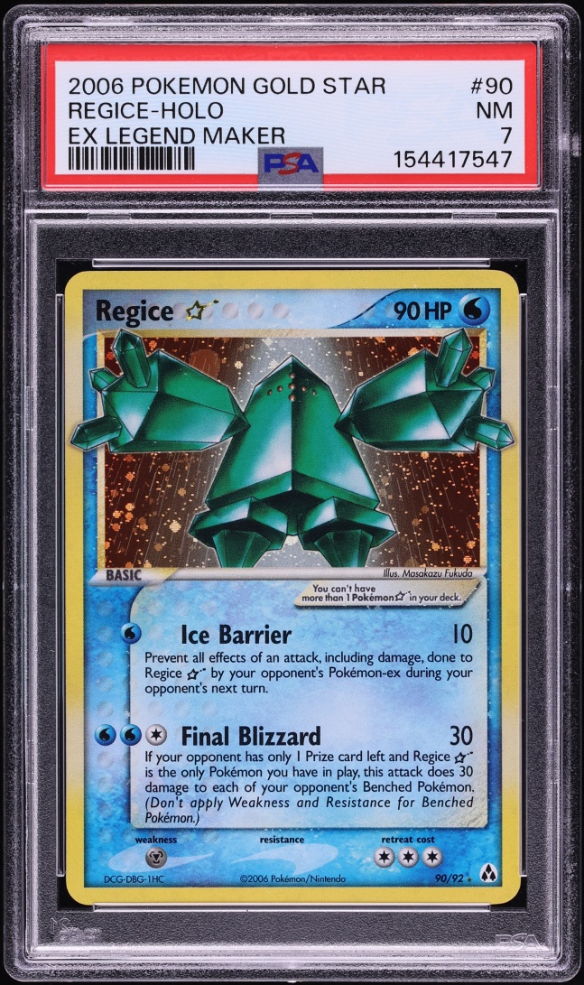 2006 Pokemon EX Legend Maker Holo Regice Gold Star #90 PSA 7 NRMT