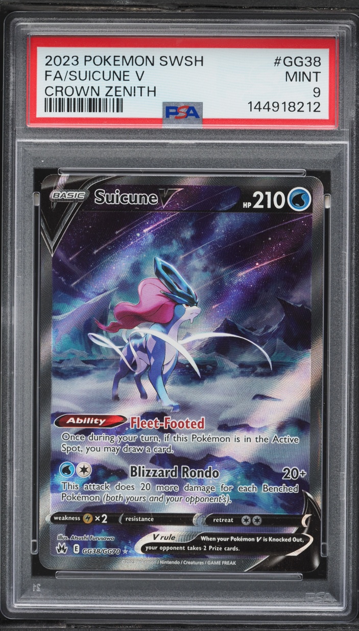 2023 Pokemon Sword & Shield Crown Zenith Alt Art Suicune V #GG38 PSA 9 MINT