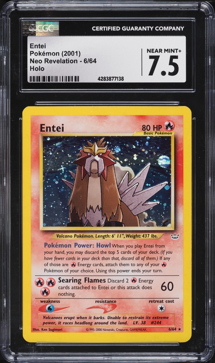 2001 Pokemon Neo Revelation Holo Entei #6 CGC 7.5 NRMT+