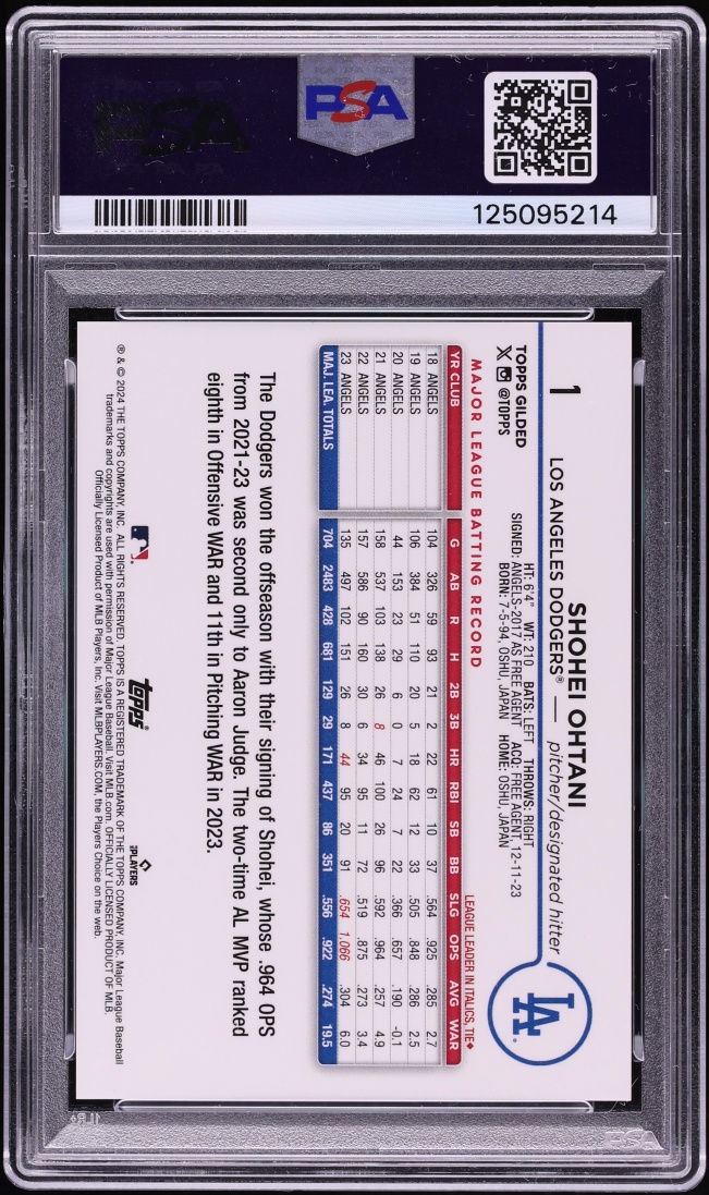 2024 Topps Chrome Gilded Collection Gold Wave Shohei Ohtani /75 #1 PSA 10 GEM MINT