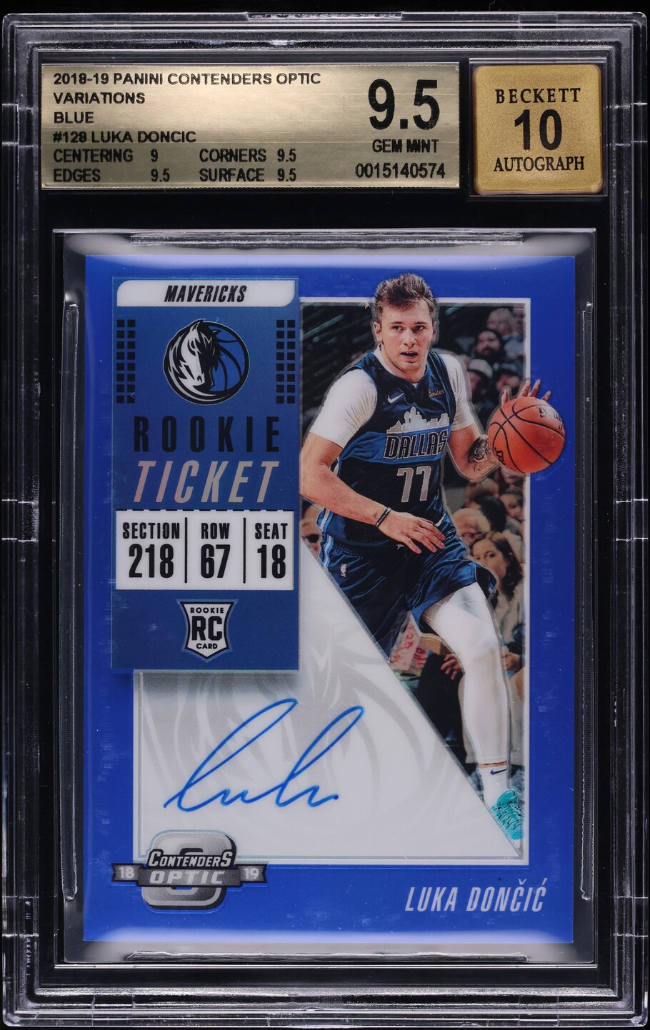 2018 Panini Contenders Optic Blue Luka Doncic ROOKIE AUTO