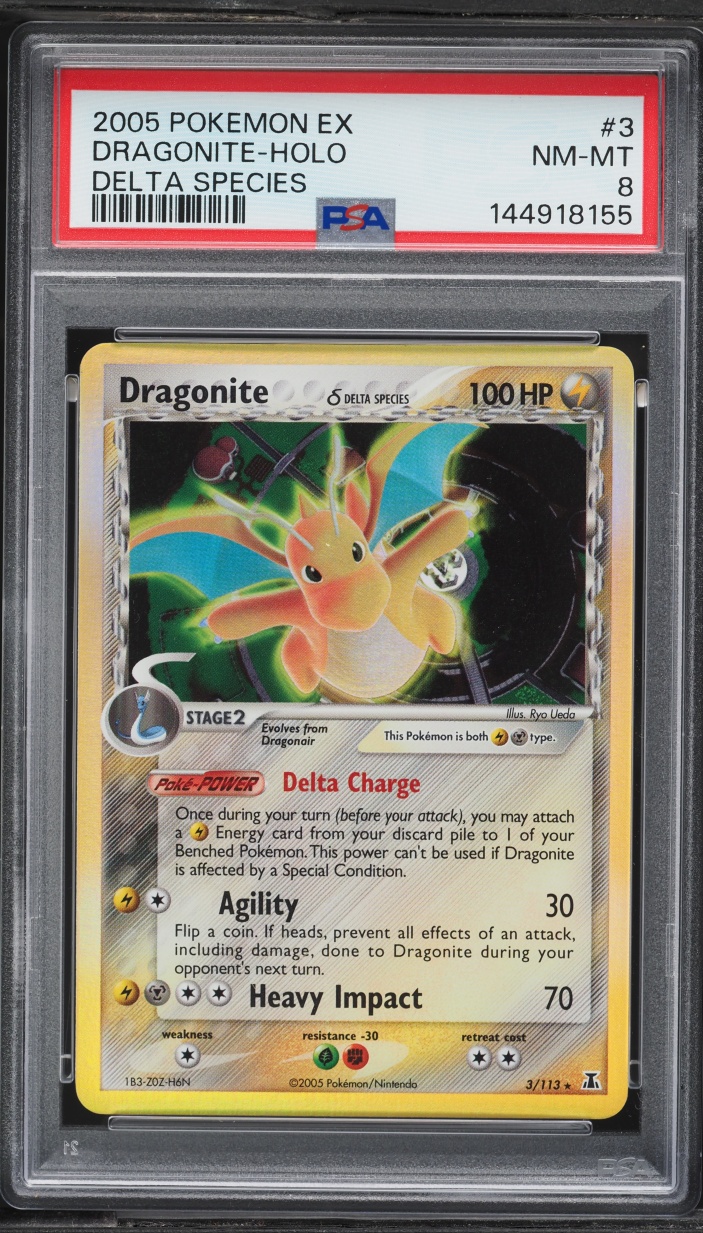 2005 Pokemon EX Delta Species Holo Dragonite #3 PSA 8 NM-MT
