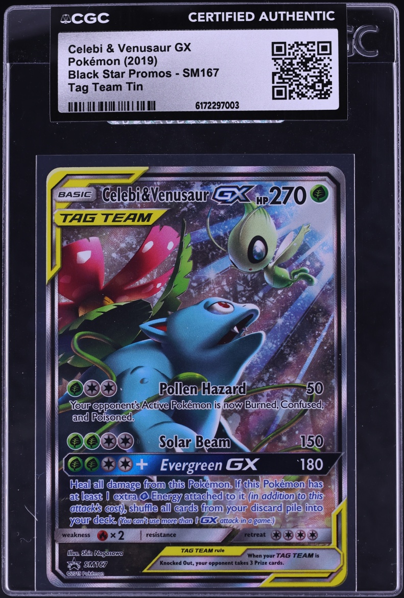 2019 Pokemon Sun & Moon Promo Tag Team Tin Celebi & Venusaur GX #SM167 CGC AUTH