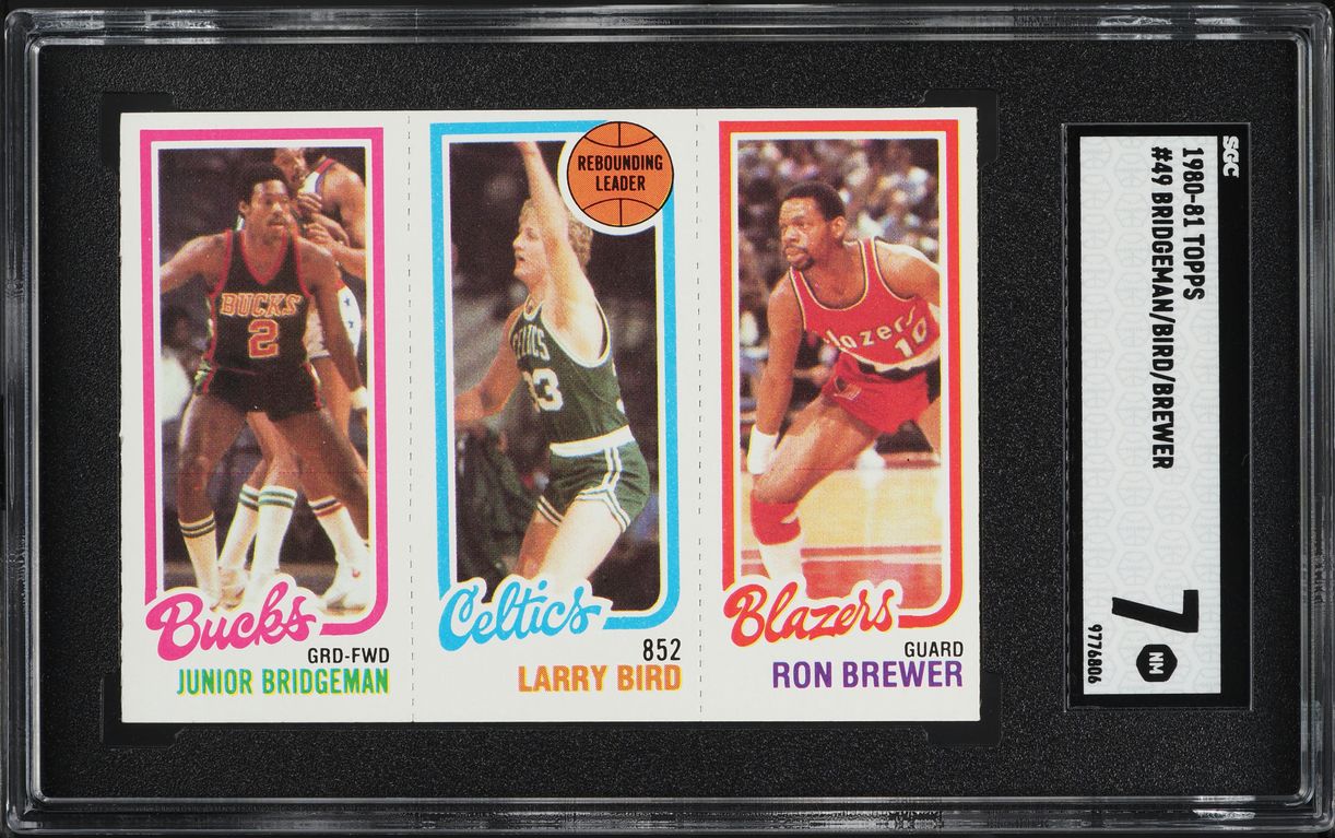 1980 Topps Basketball Junior Bridgeman Ron Brewer Larry Bird ROOKIE #49 SGC 7