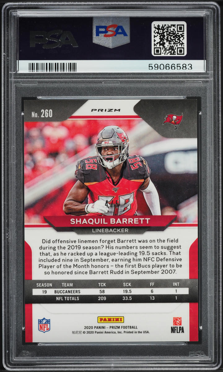 2020 Panini Prizm Gold Vinyl Shaquil Barrett /5 #260 PSA 10 GEM MINT
