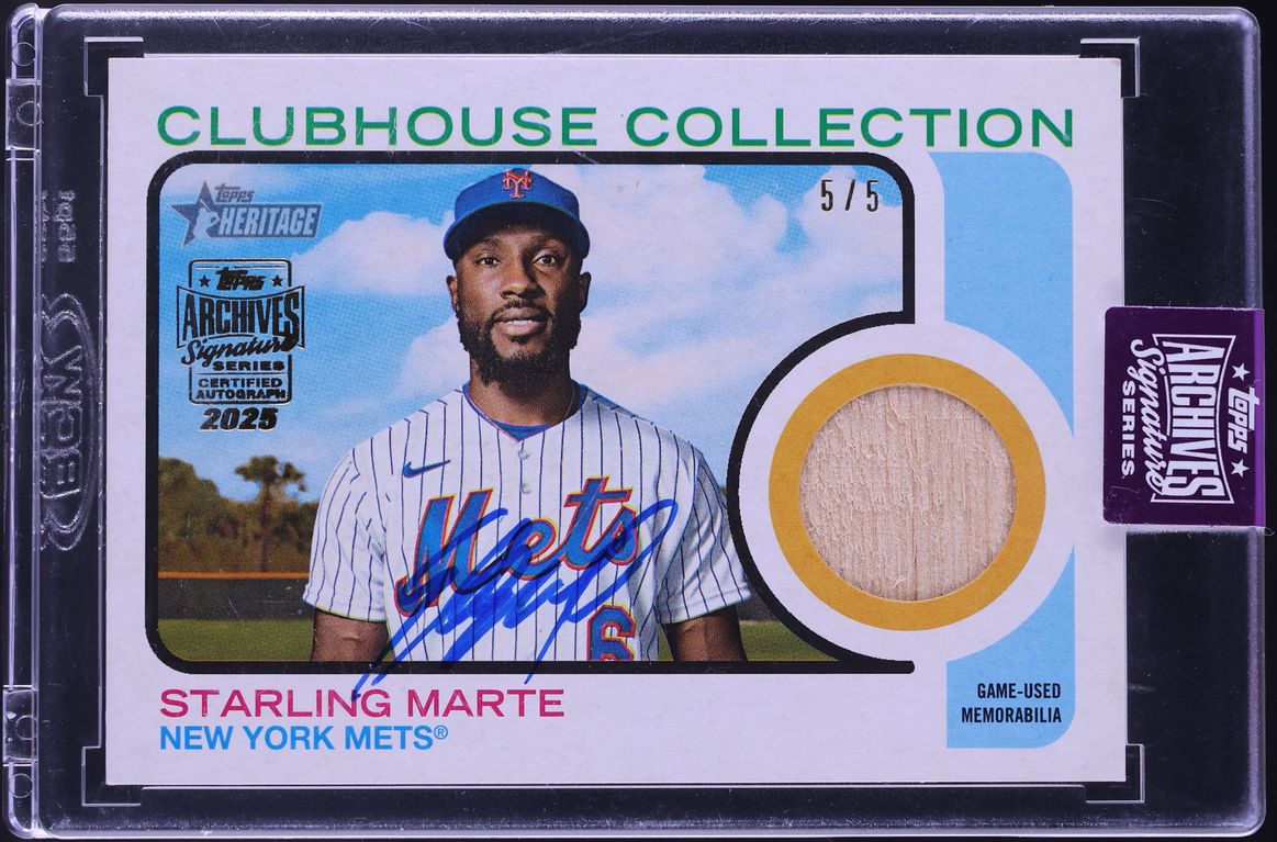 2025 Topps Archives Signature Series '22 Heritage Clubhouse Bat Starling Marte PATCH AUTO 5/5