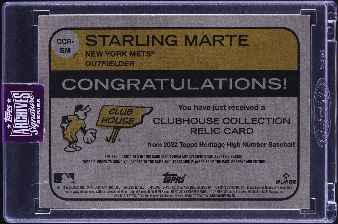 2025 Topps Archives Signature Series '22 Heritage Clubhouse Bat Starling Marte PATCH AUTO 5/5