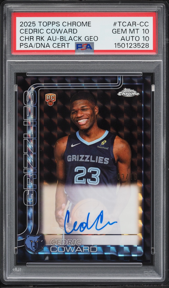 2025 Topps Chrome Black Geometric Cedric Coward ROOKIE AUTO DNA 10 /10 #TCAR-CC PSA 10 GEM MINT