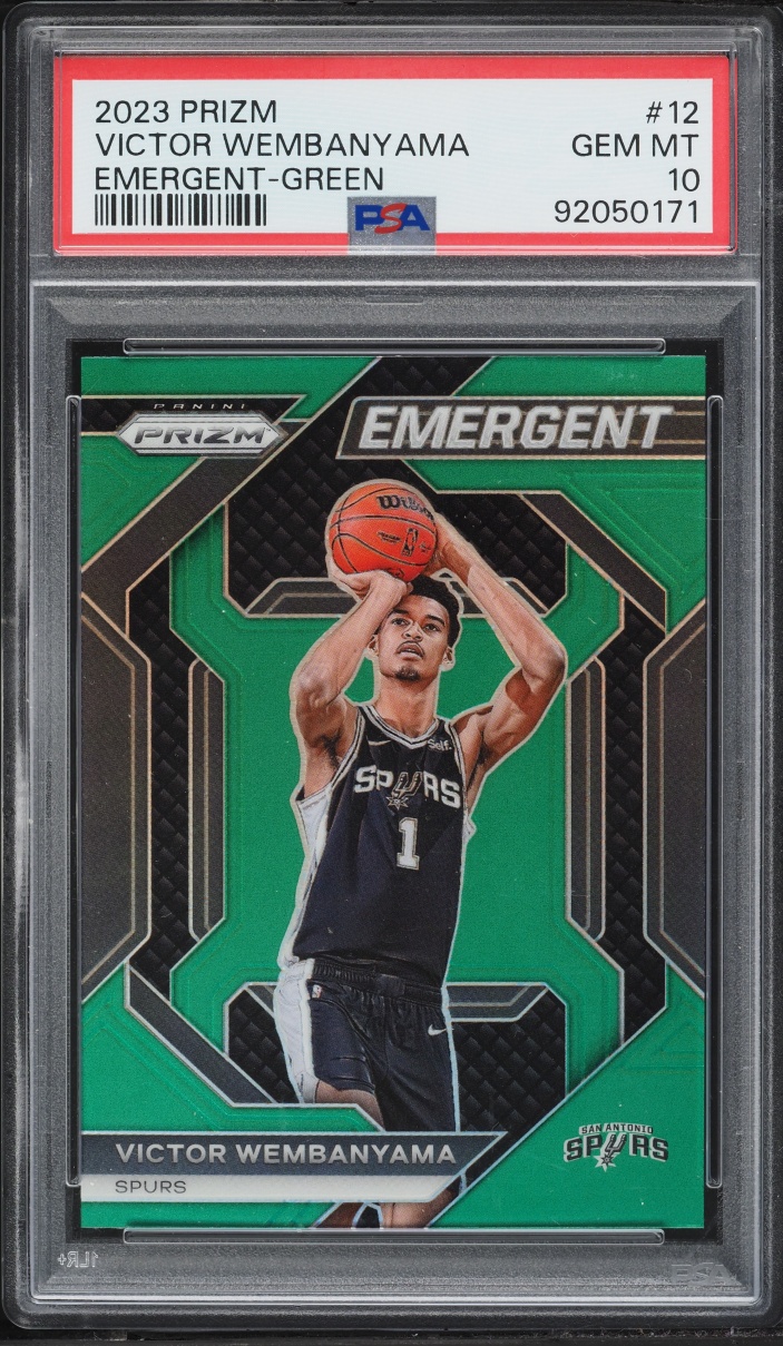 2023 Panini Prizm Emergent Green Victor Wembanyama ROOKIE #12 PSA 10 GEM MINT