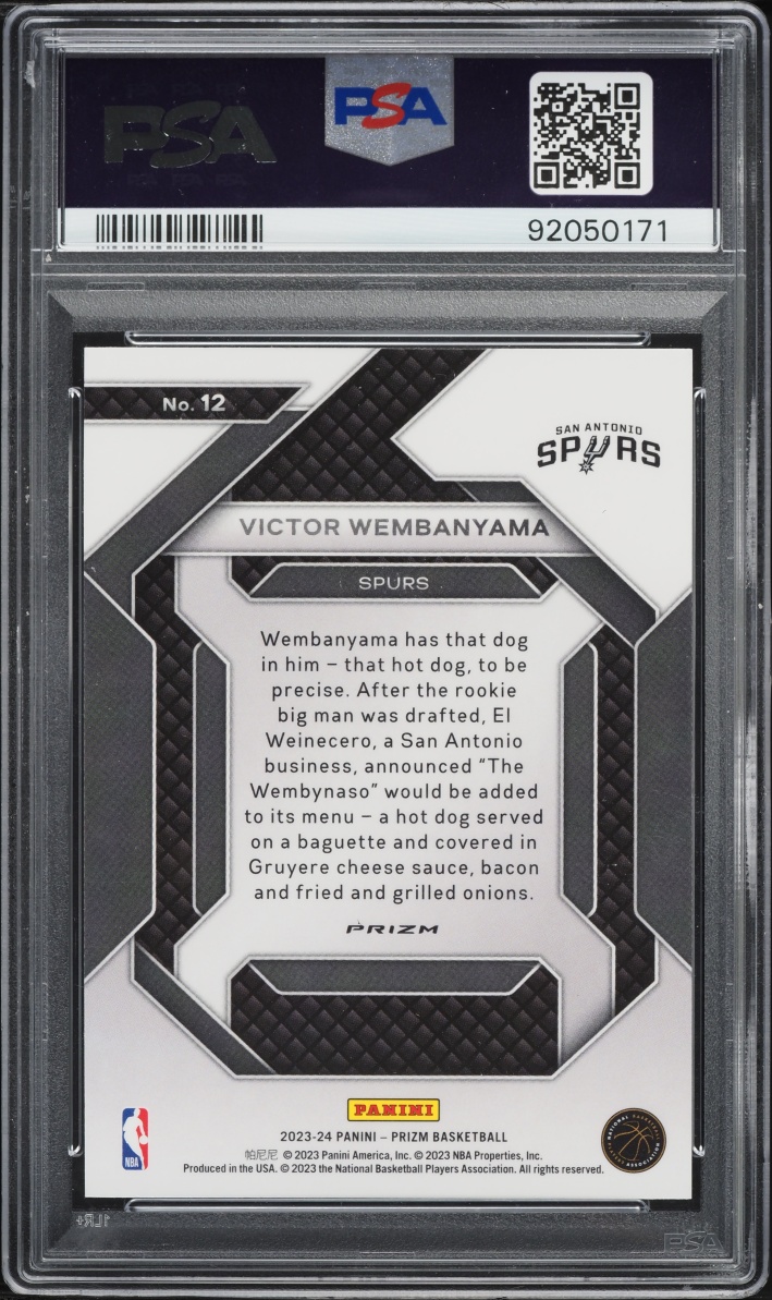 2023 Panini Prizm Emergent Green Victor Wembanyama ROOKIE #12 PSA 10 GEM MINT