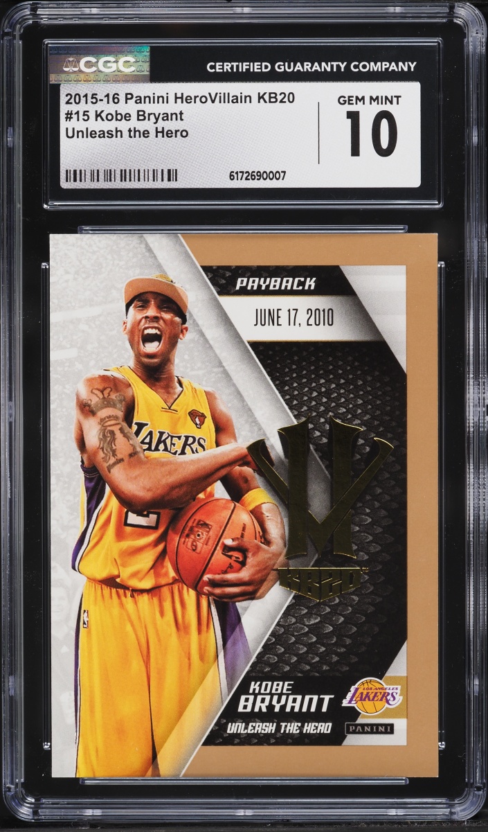 2015 Panini HeroVillain KB20 Unleash The Hero Kobe Bryant #15 CGC 10 GEM MINT