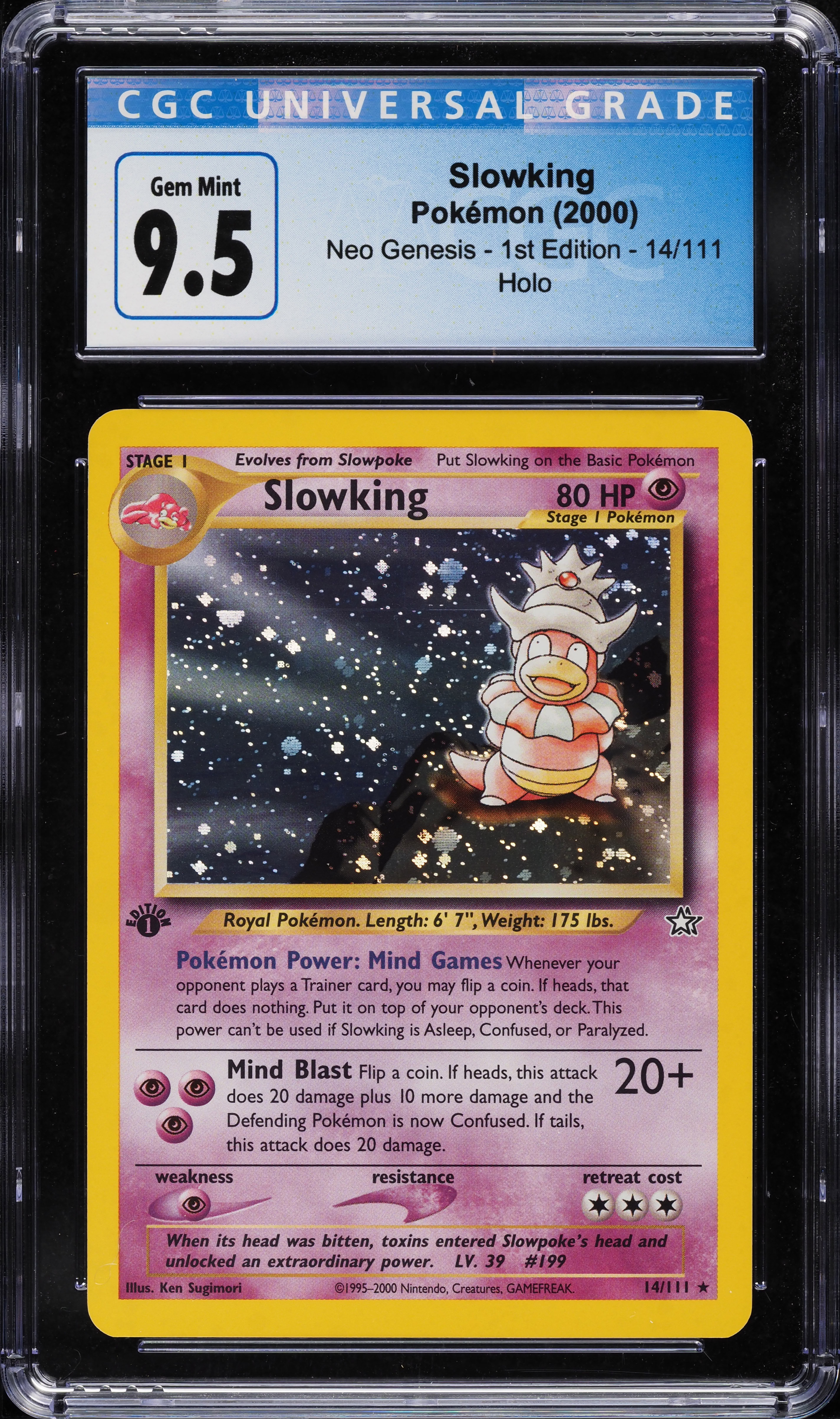 2000 Pokemon Neo Genesis 1st Edition Holo Slowking #14 CGC 9.5 GEM MINT
