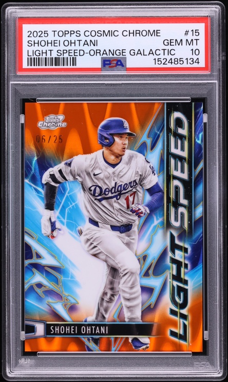 2025 Topps Chrome Cosmic Light Speed Orange Galactic Shohei Ohtani /25 #15 PSA 10 GEM MINT