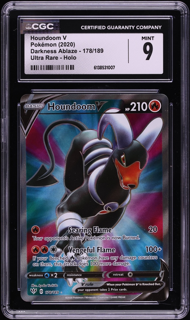2020 Pokemon Sword & Shield Darkness Ablaze Full Art Houndoom V #178 CGC 9 MINT