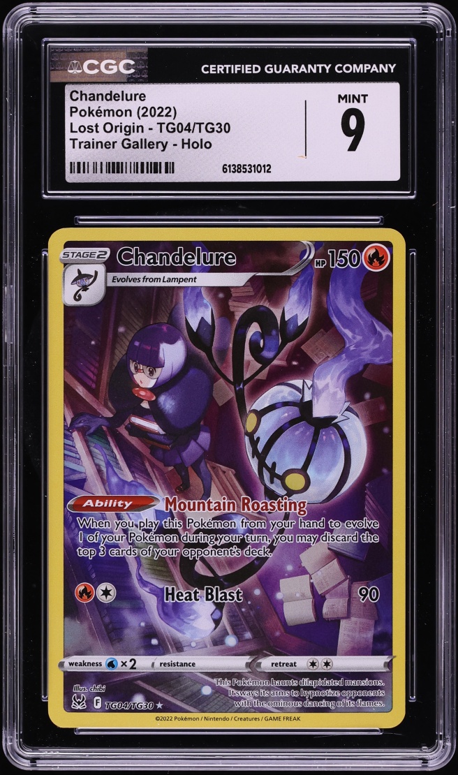 2022 Pokemon Sword & Shield Lost Origin CHR Chandelure #TG04 CGC 9 MINT