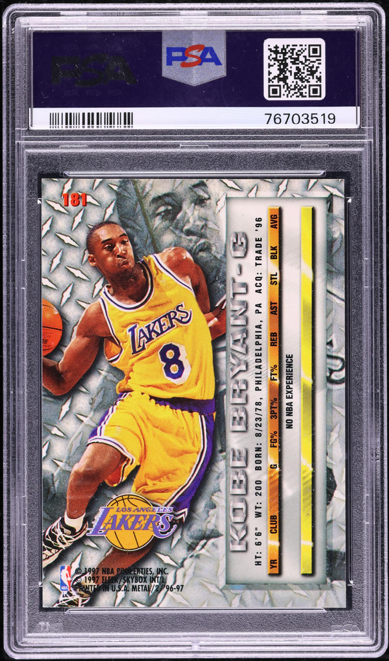 1996 Metal Precious Metal Kobe Bryant ROOKIE #181 PSA 8 NM-MT