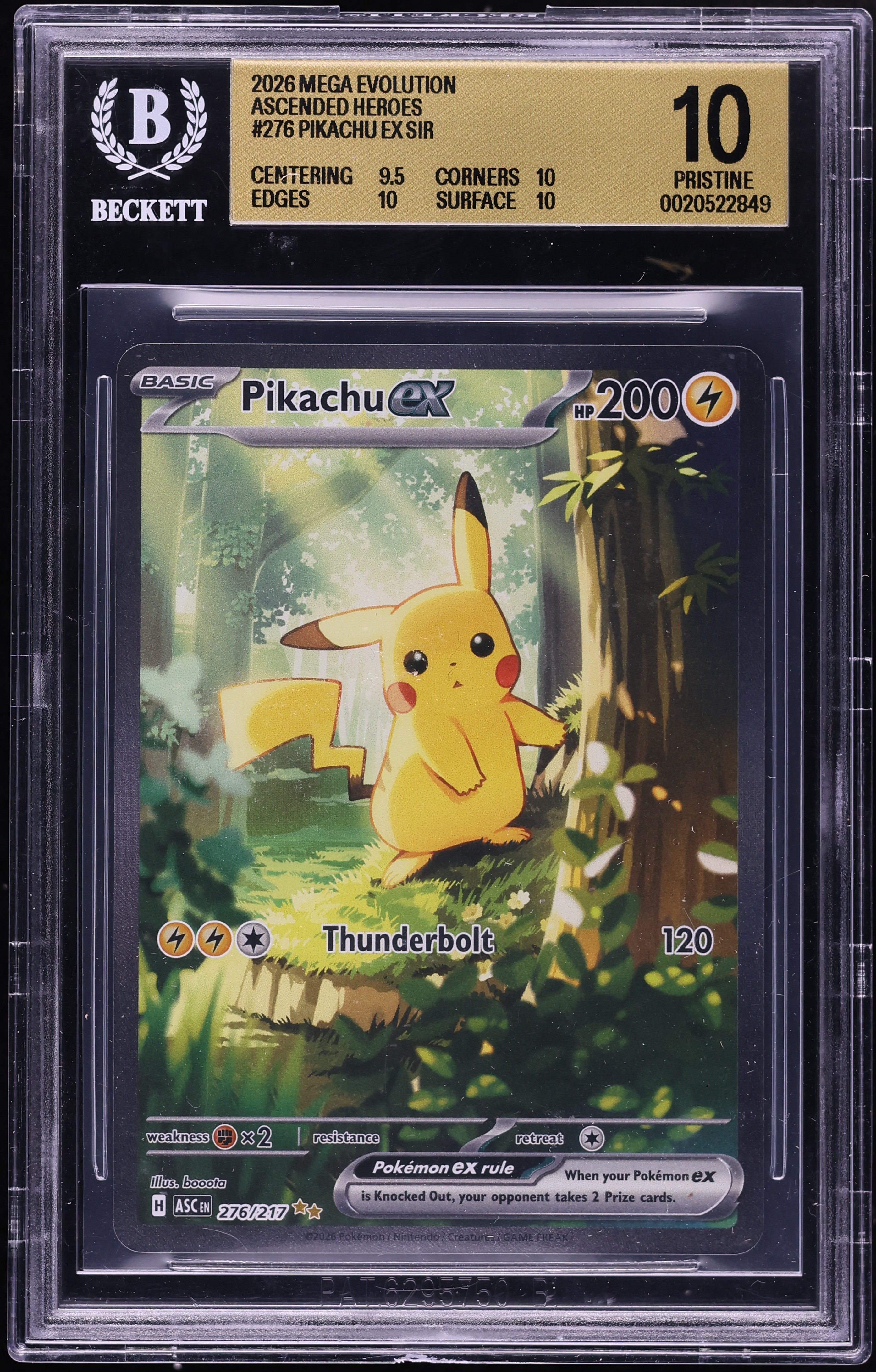 2026 Pokemon Mega Evolution Ascended Heroes SIR Pikachu ex #276 BGS 10 PRISTINE