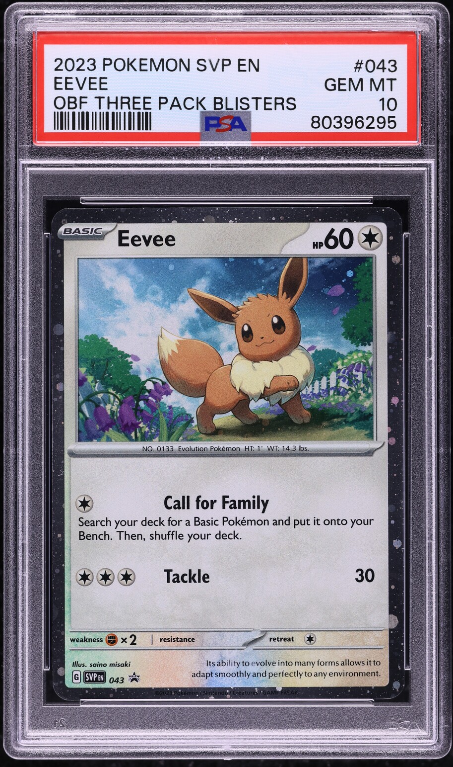 2023 Pokemon Scarlet & Violet Black Star Promo Obsidian Flames Eevee #43 PSA 10 GEM MINT