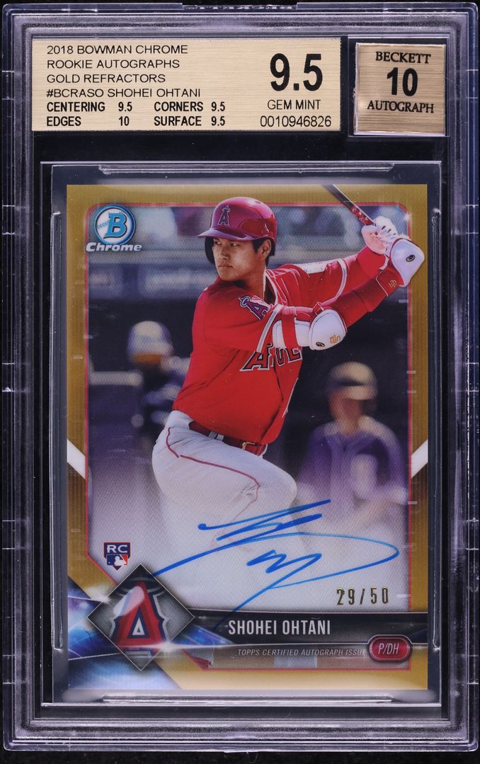2018 Bowman Chrome Gold Refractor Shohei Ohtani ROOKIE AUTO /50 BGS 9.5 GEM MINT