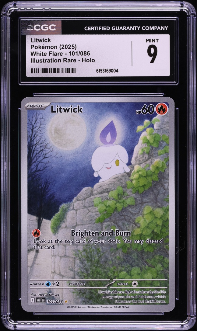 2025 Pokemon Scarlet & Violet White Flare IR Litwick #101 CGC 9 MINT