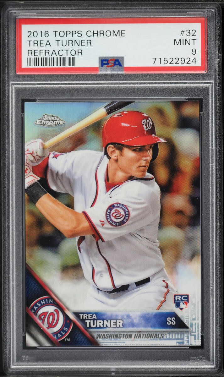 2016 Topps Chrome Refractor Trea Turner ROOKIE #32 PSA 9 MINT