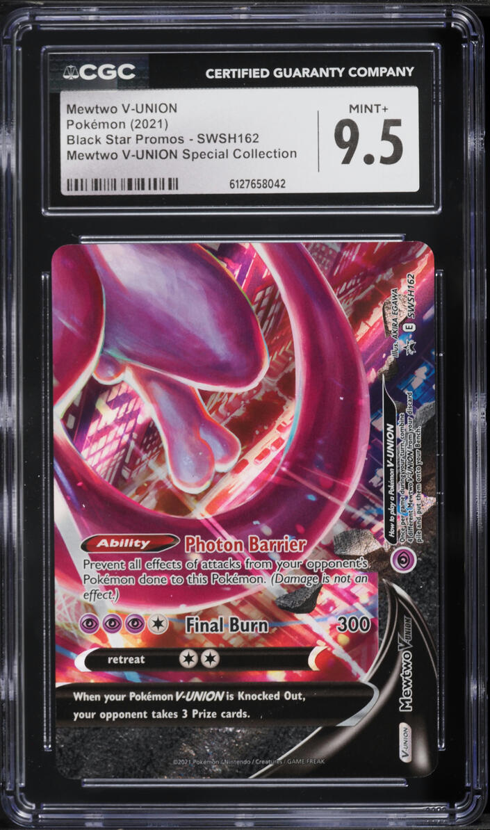 2021 Pokemon Sword & Shield Promo Special Collection Holo Mewtwo V-UNION #SWSH162 CGC 9.5 MINT+