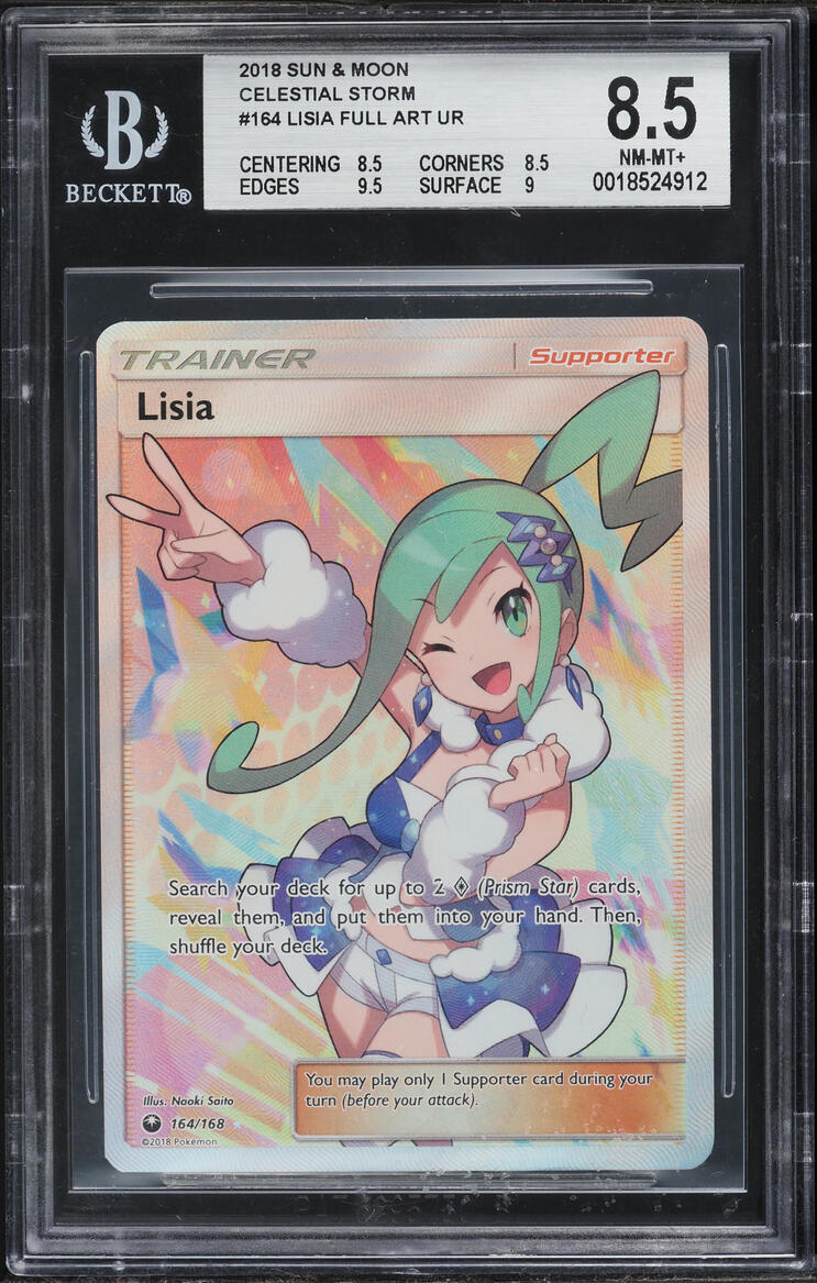 2018 Pokemon Sun and Moon Celestial Storm Full Art Lisia #164 BGS 8.5 NM-MT+