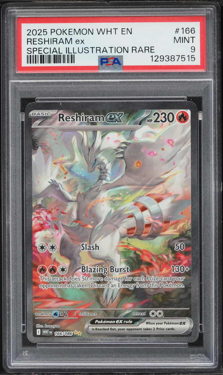 2025 Pokemon Scarlet & Violet White Flare SIR Reshiram ex #166 PSA 9 MINT