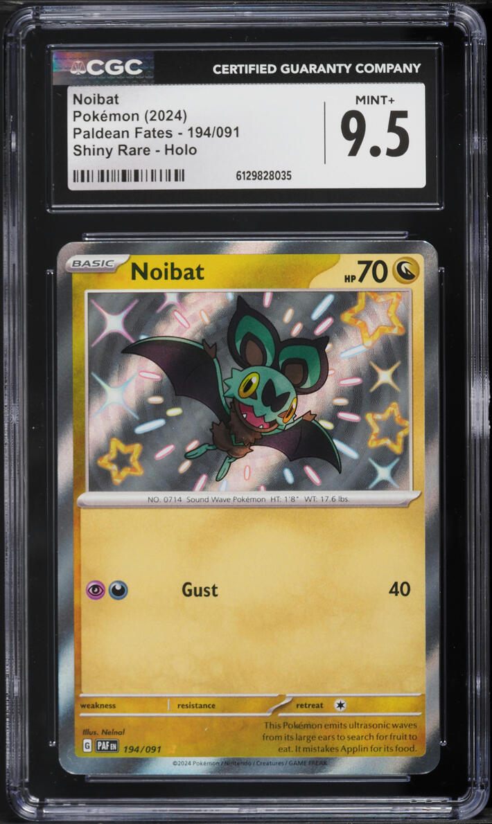 2024 Pokemon Scarlet & Violet Paldean Fates Holo Shiny Noibat #194 CGC 9.5 MINT+