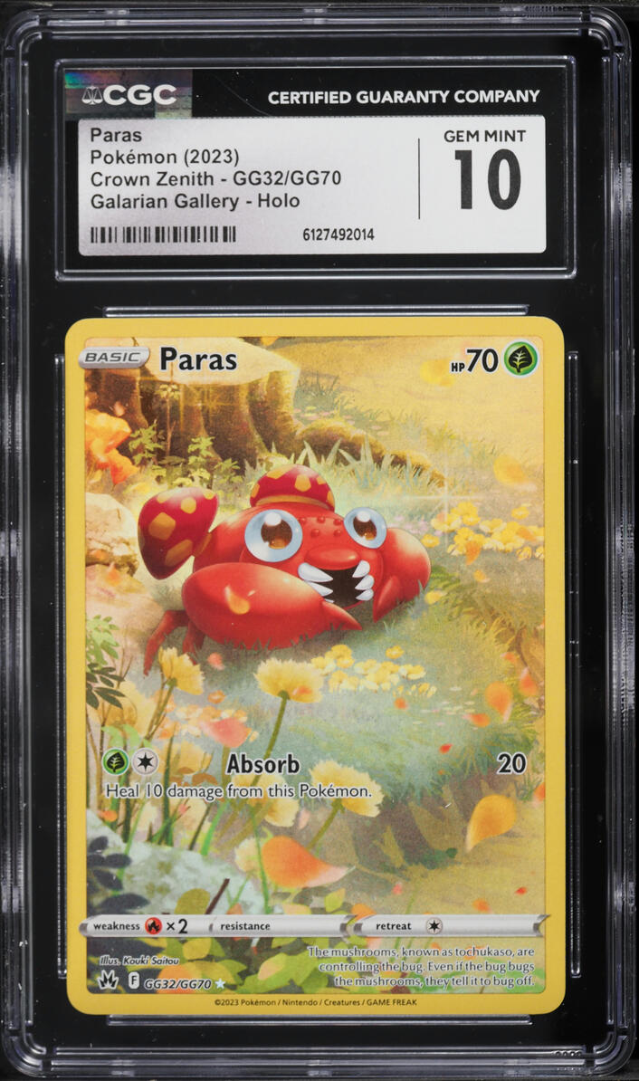 2023 Pokemon Sword & Shield Crown Zenith Galarian Gallery Alt Art Paras #GG32 CGC 10 GEM MINT