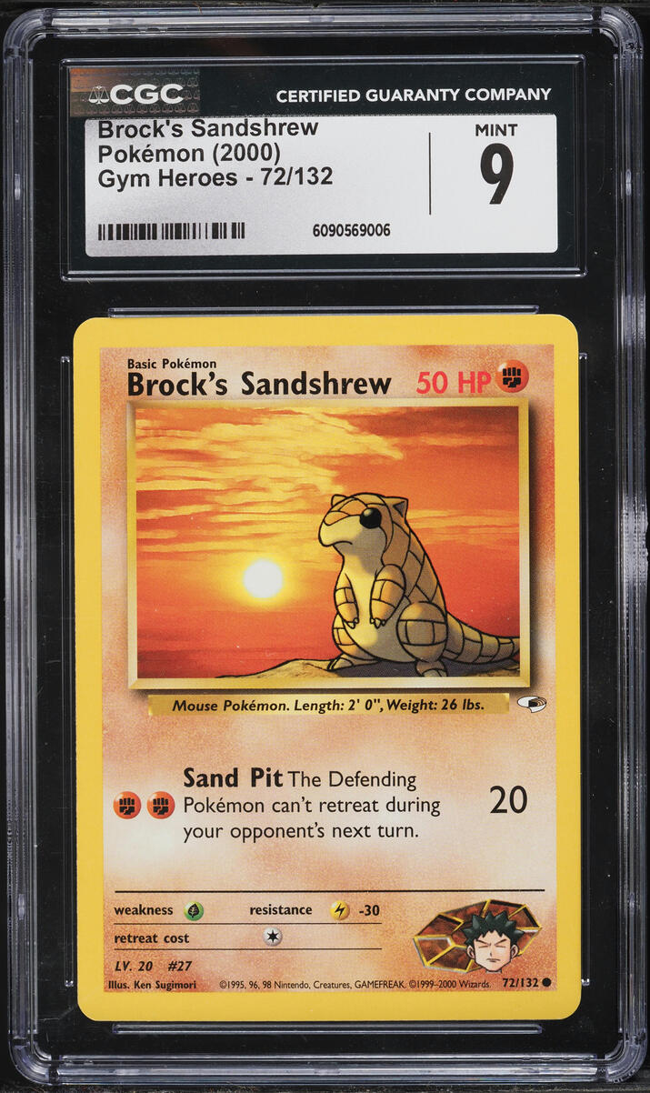 2000 Pokemon Gym Heroes Brock's Sandshrew #72 CGC 9 MINT