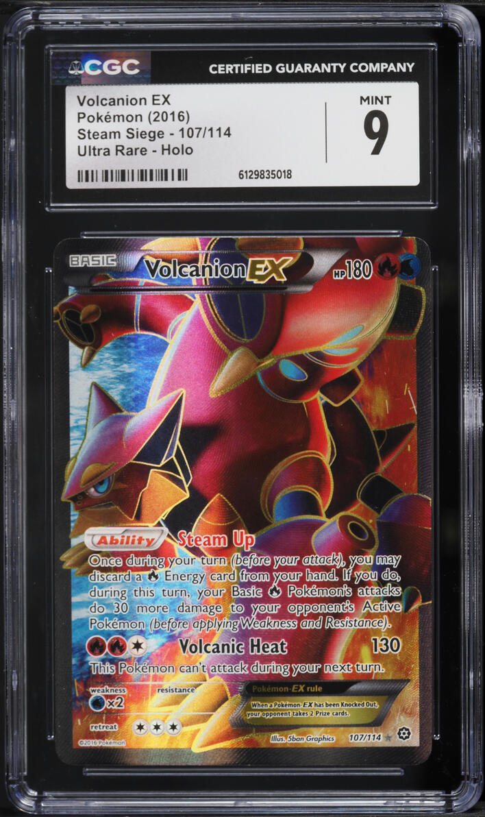 2016 Pokemon XY Steam Siege Full Art Volcanion Ex #107 CGC 9 MINT