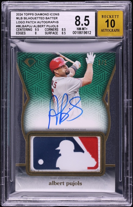2024 Topps Diamond Icons Silhouette Albert Pujols MLB LOGO PATCH AUTO 1/1 BGS 8.5 NM-MT+