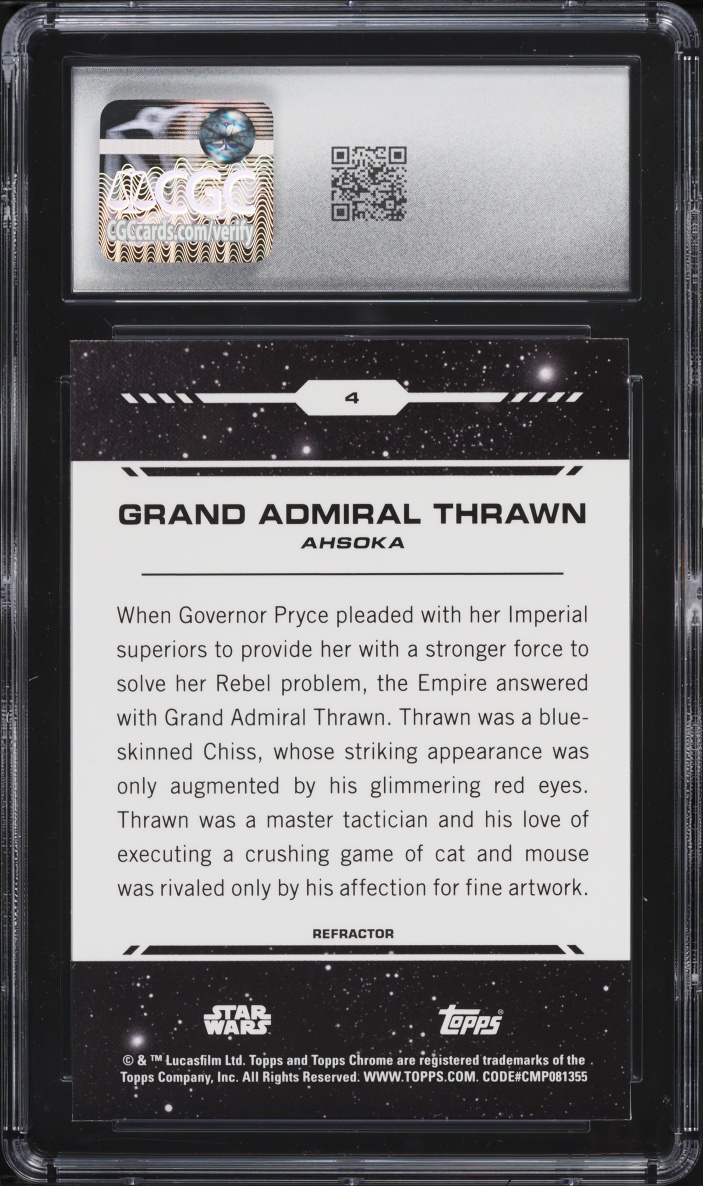 2024 Topps Chrome Star Wars Rainbow Refractor Grand Admiral Thrawn #4 CGC 10 GEM MINT