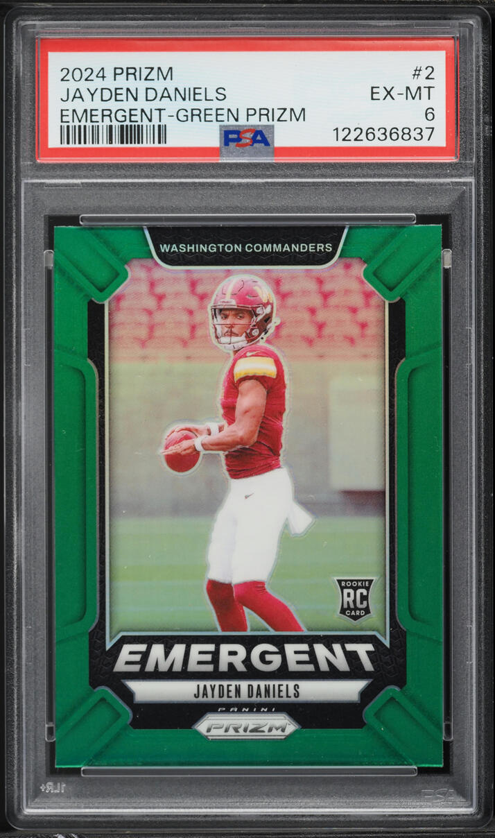 2024 Panini Prizm Emergent Green Jayden Daniels ROOKIE #2 PSA 6 EXMT