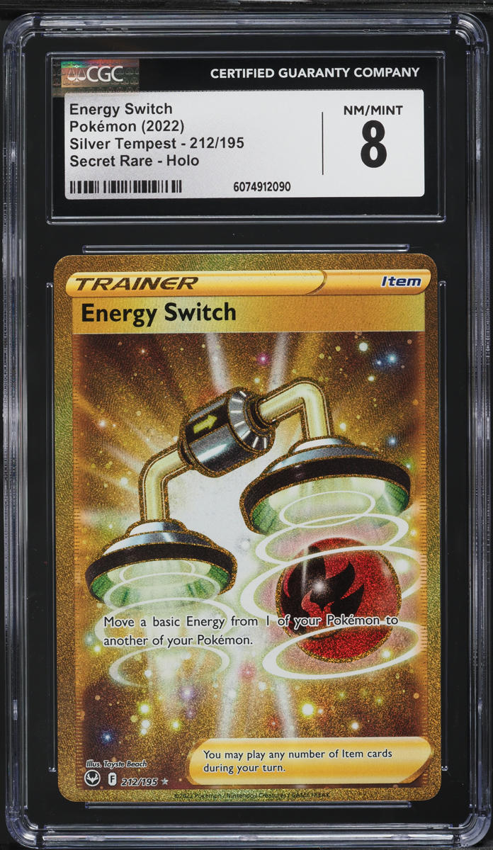 2022 Pokemon SWSH Silver Tempest SEC Energy Switch #212 CGC 8 NM-MT