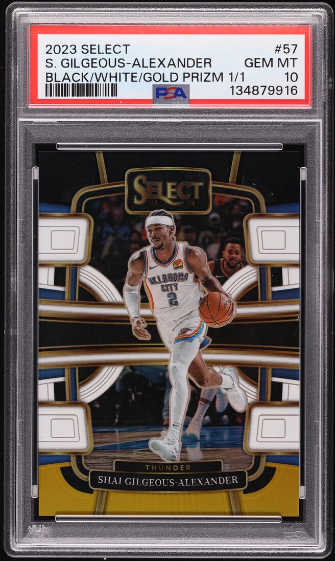 2023 Select Concourse Black White Gold Prizm Shai Gilgeous-Alexander 1/1 #57 PSA 10 GEM MINT