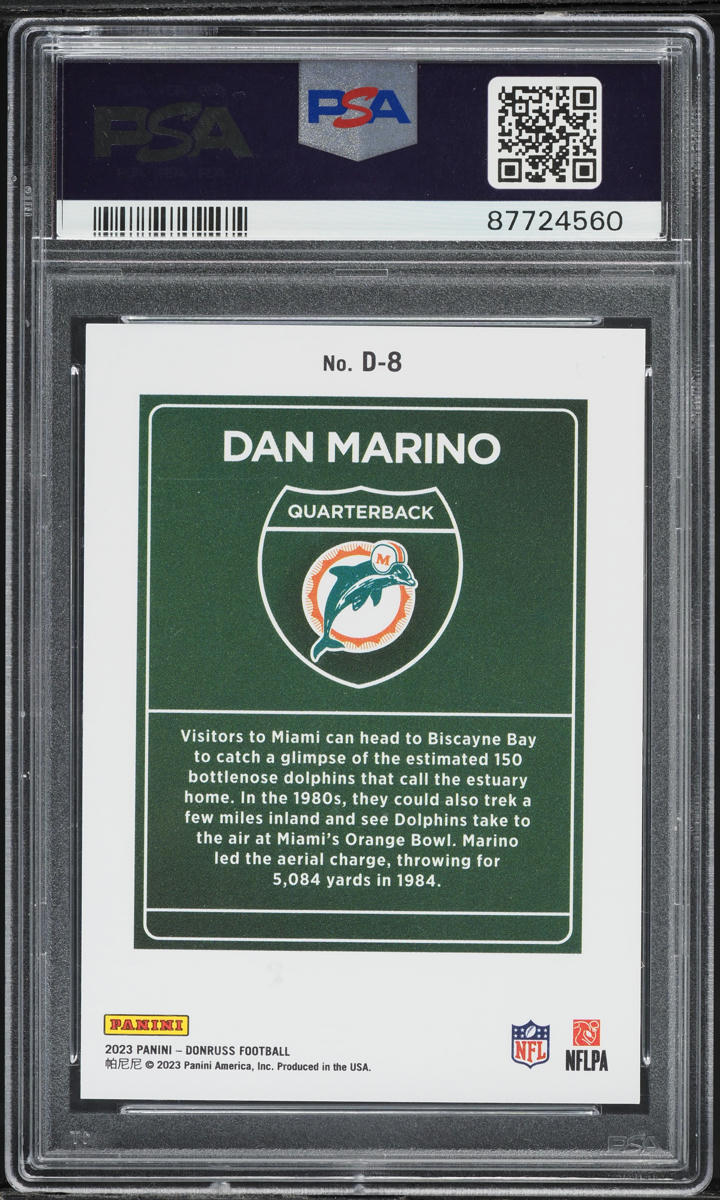 2023 Donruss Downtown Dan Marino #D8 PSA 9 MINT
