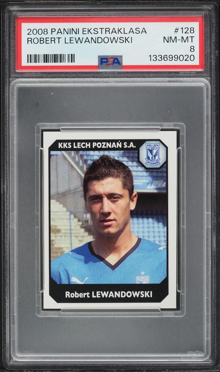 2008 Panini Ekstraklasa Soccer Robert Lewandowski ROOKIE #128 PSA 8 NM-MT