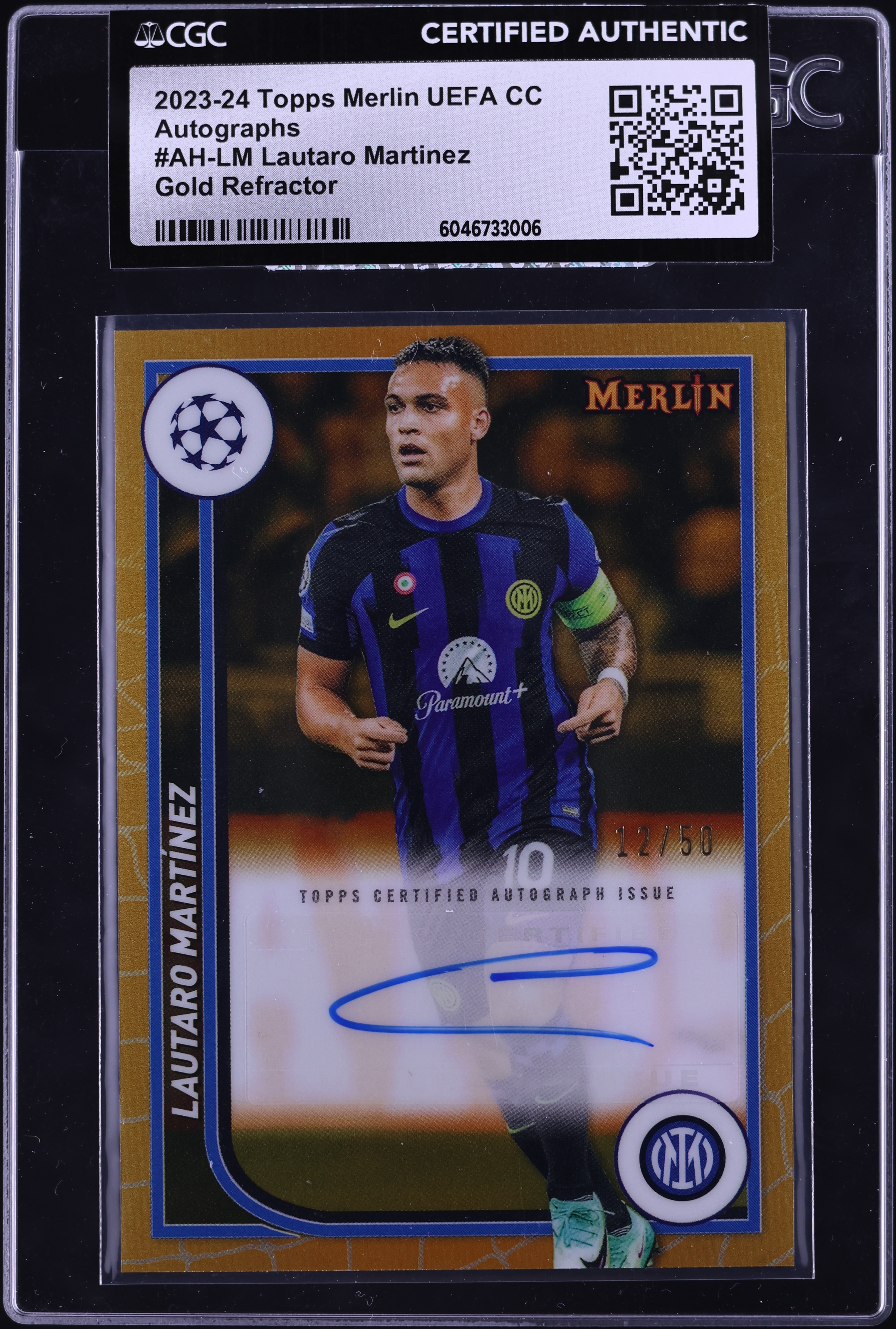 2023 Topps Merlin UEFA CC Gold Refractor Lautaro Martinez