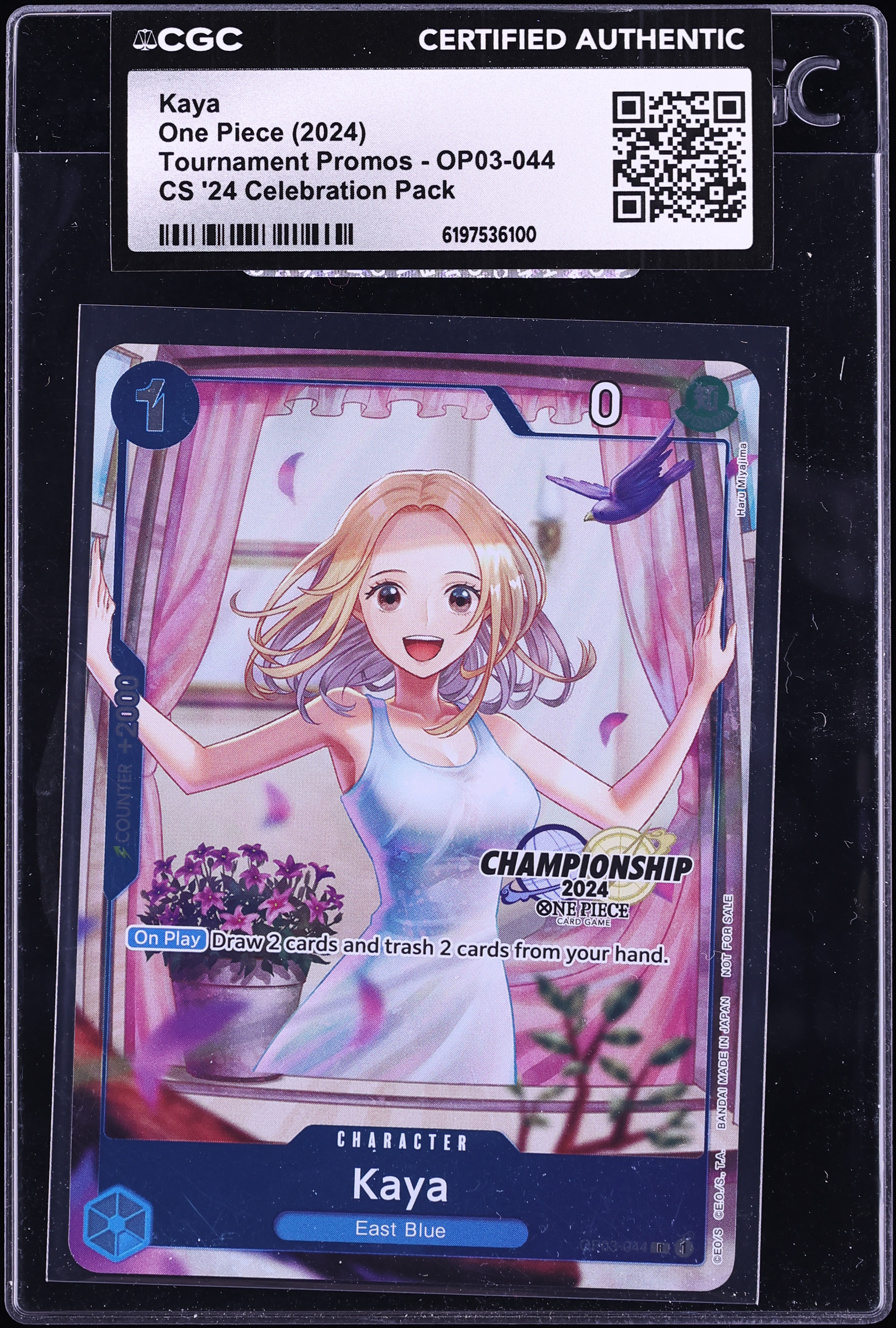 2024 One Piece Promo Championship '24 Celebration Pack Alt Art Kaya #OP03-044 CGC AUTH
