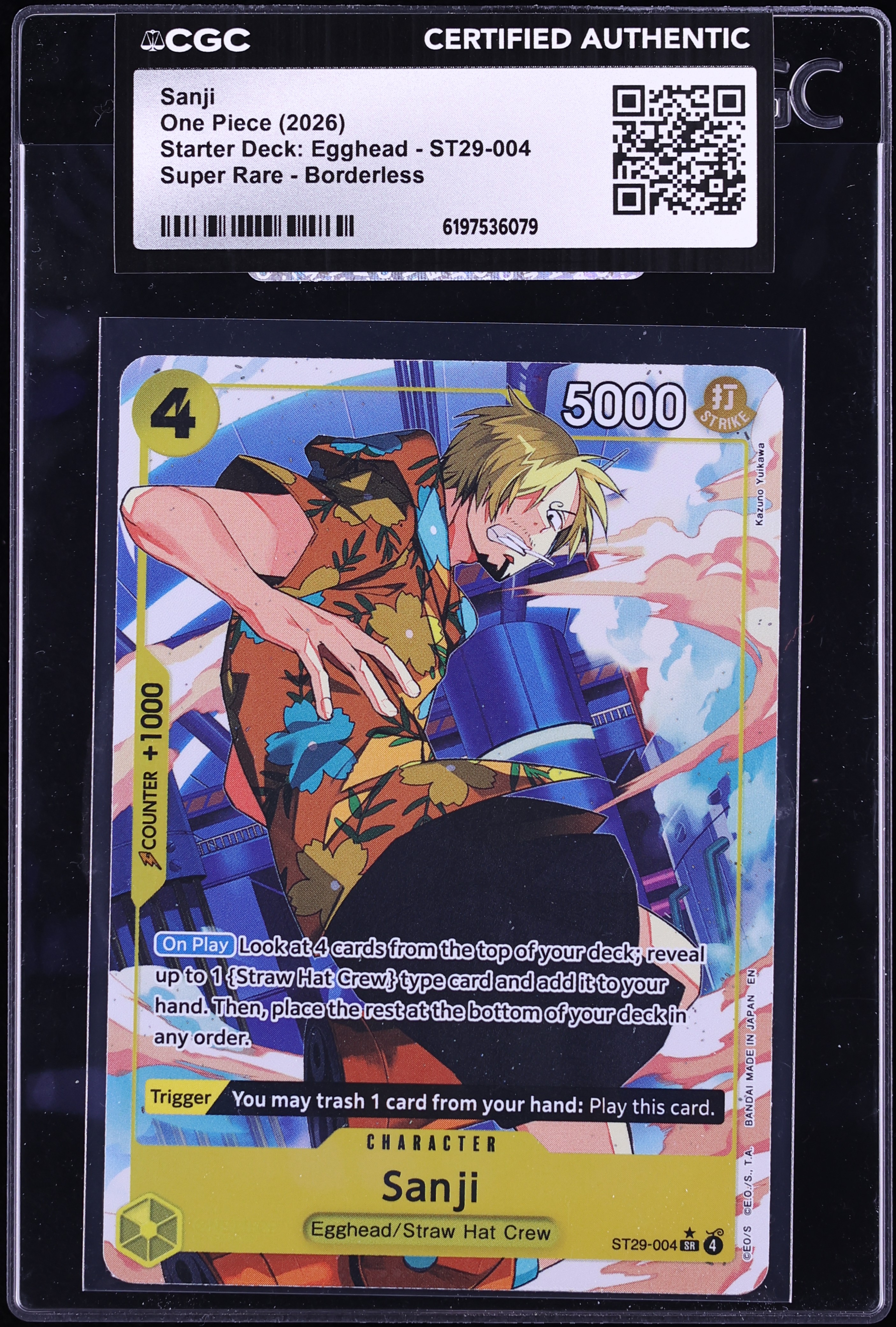 2026 One Piece Starter Deck Egghead SR Alt Art Sanji #ST29-004 CGC AUTH