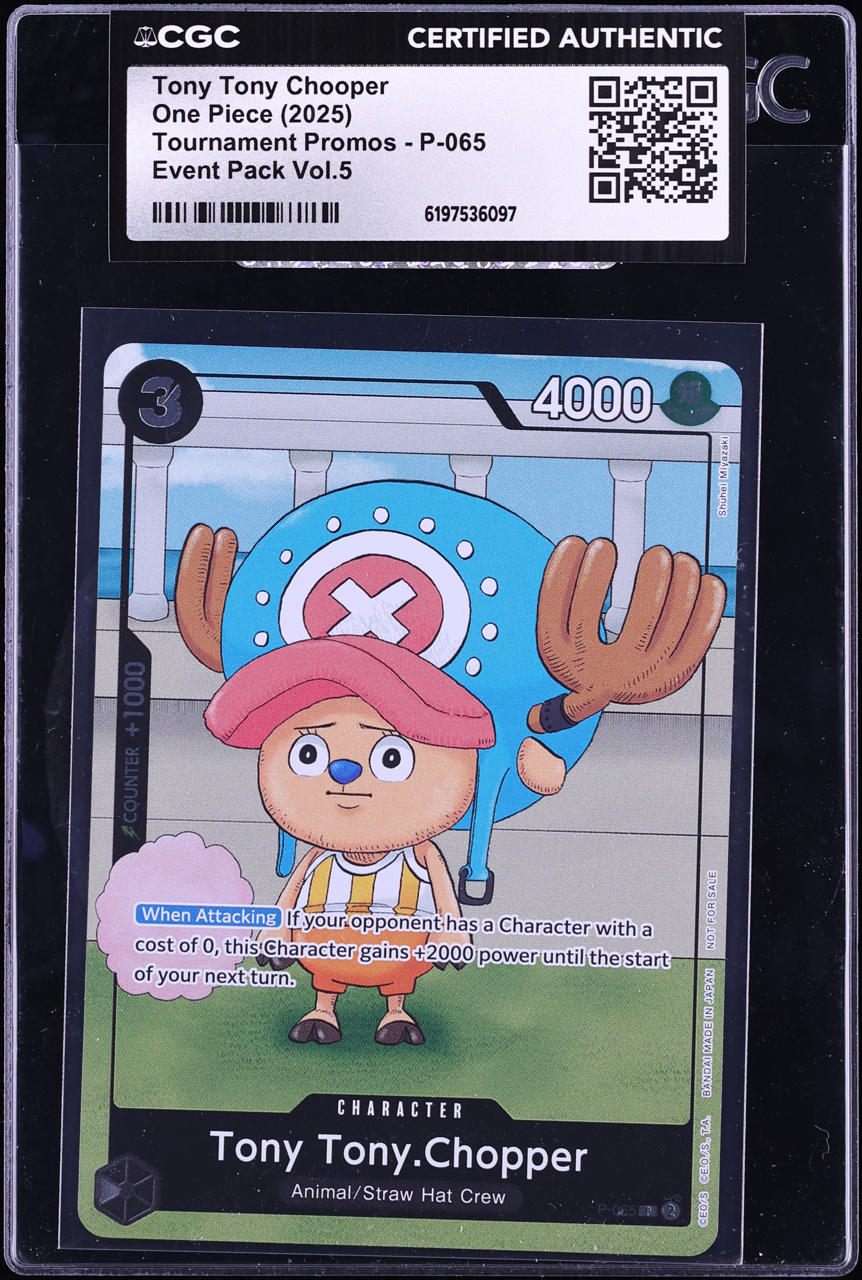 2025 One Piece Tournament Promo Event Pack Vol.5 Alt Art Tony Tony Chooper #P-065 CGC AUTH