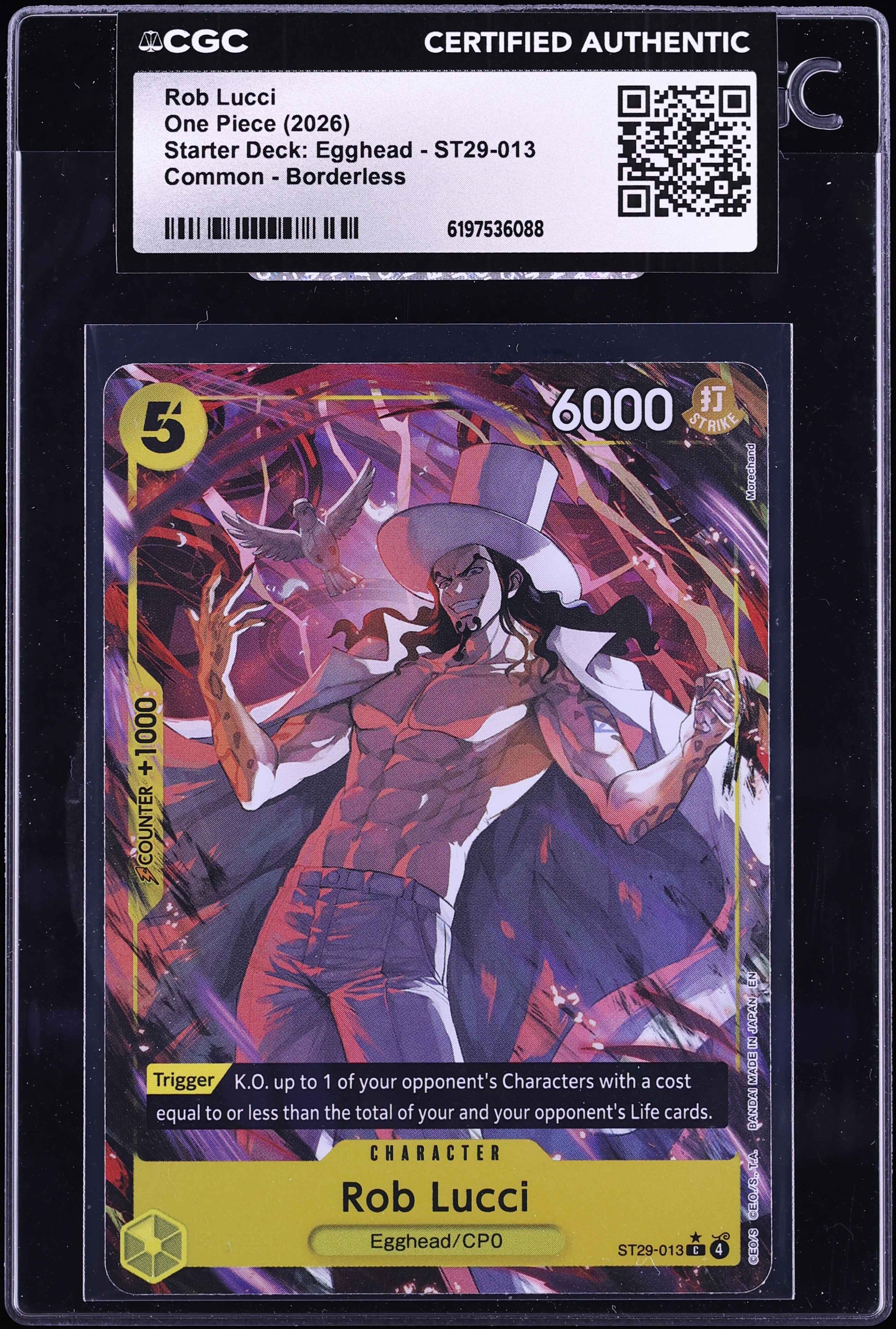 2026 One Piece Starter Deck Egghead Alt Art Rob Lucci #ST29-013 CGC AUTH